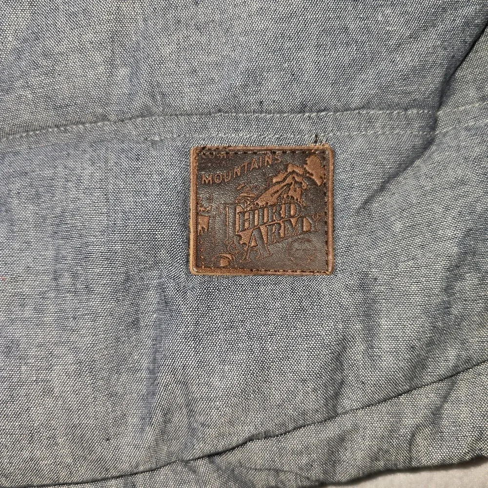 Third & Army Southwestern Hooded Puffer Vest Mens L Gorpcore Aztec Blanket Blue